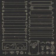 Vintage hand drawn design elements set 4 on dark