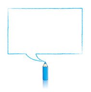 Blue Pencil Drawing Rectangular Speech Balloon