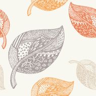 Doodled Leaf Seamless Pattern
