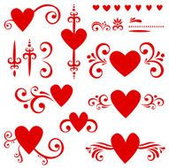 Hearts and scrolls design elements N2