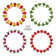 Set of colorful frames vegetables Illustration Beautiful background N3