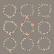 Set of 9 hand drawn wreaths N4