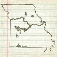 Vector Sketchy Map on Old Lined Paper Background Missouri