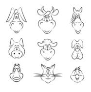 Set of Cartoon Farm Animals