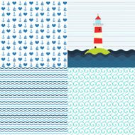 Sea patterns vector set
