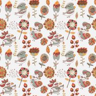 Seamless texture with flowers and birds N11