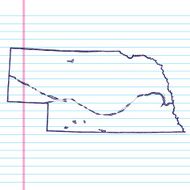 Vector Sketchy Map on White Lined Paper Background Nebraska