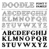 Hand drawn doodle font family N8 Vector illustration