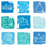 Water grunge block icons
