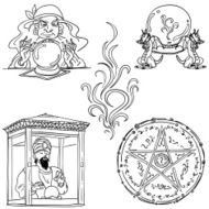 Fortune teller collection in black and white
