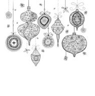 Doodle textured Christmas baubles background N2