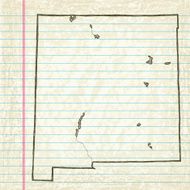Vector Sketchy Map on Aged Lined Paper Background New Mexico