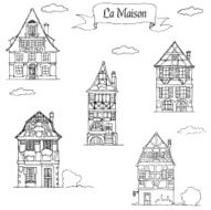 Doodle sketch House in a traditional european style