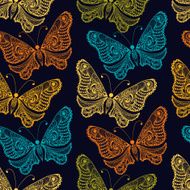 Zentangle stylized Butterfly seamless pattern for fabric Hand D