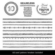Vector set of seamless hand-drawn ethnic borders