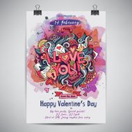 Vector love doodles watercolor party poster N5