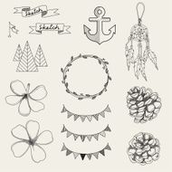Hipster sketch style infographics elements set for retro design N3