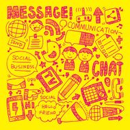 Vector of red doodle communication drawings
