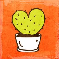 Heart-Shaped Cactus on Grunge Background