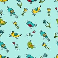 Seamless texture with flowers and birds N12