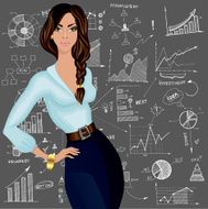 Business woman doodle background N2
