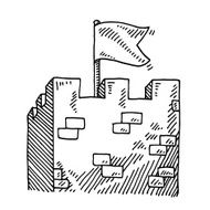 Medieval Stronghold Tower Flag Drawing