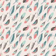 Vintage seamless pattern with feathers N3