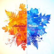 Autumn - winter season watercolor vector illustration