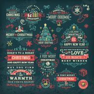 Hand Drawn Blackboard Christmas Labels &amp; Badges N7