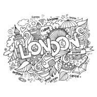 London hand lettering and doodles elements background N3