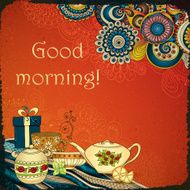 Tea coffee and sweets doodle template pattern N5