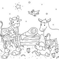 Christmas illustration Baby Jesus and animals N2