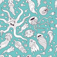 Deep sea monsters seamless pattern N5
