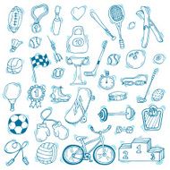 Hand drawn sport icon set Fitness and sport Healthy lifestyle