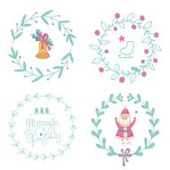 Christmas wreaths set with Santa Claus and bell N2
