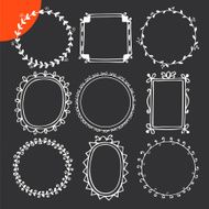 Romantic hand drawn frames on black background N2