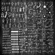 Doodle arrow icons set on chalk board Chalk effect N5