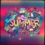 Summer hand lettering and doodles elements N23