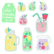 Cold Fresh Drinks Vector Summer Set