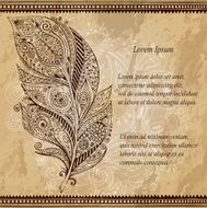 Artistically drawn stylized vector tribal graphic feather N2