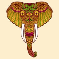 Zentangle stylized Indian Elephant Hand Drawn lace vector illus N2