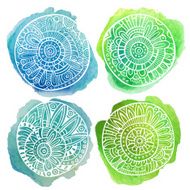 Set of decorative hand drawn watercolor floral design N3