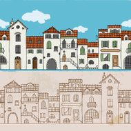 Seamless border of mediterranean houses
