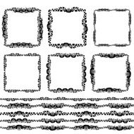 floral elements black pattern brushes included frames and borders Vector