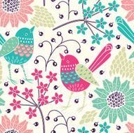 Seamless floral pattern with birds N15