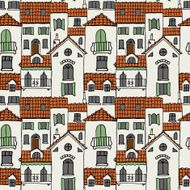Seamless pattern of old houses