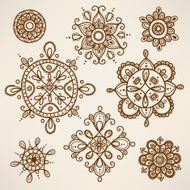 Henna tattoo elements