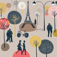 Retro Paris greeting card design