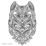 Vector tribal style wolf totem tattoo N2