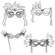 Party masks in black and white